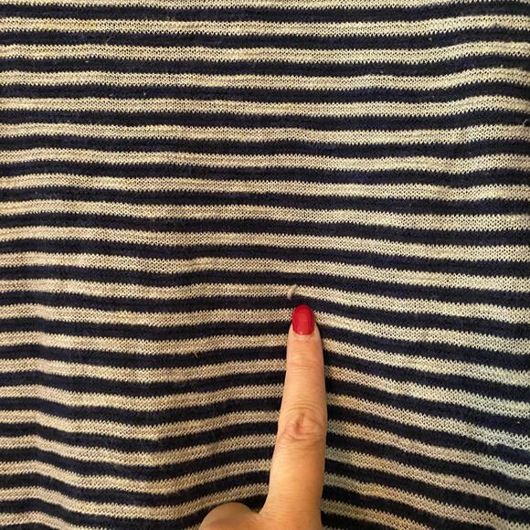 Eileen Fisher Navy White Striped Long Sleeve Cotton Linen Women's size Medium - Picture 10 of 10